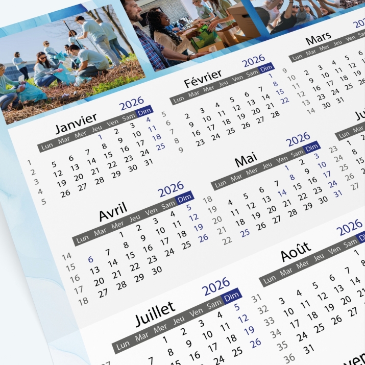 Carte calendrier photo - Grille calendaire 100% personnalisable