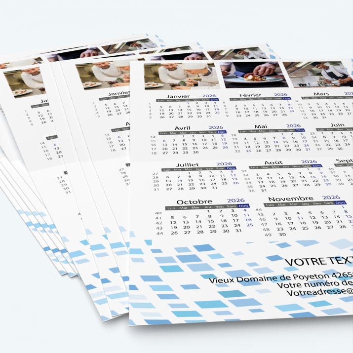 Carte calendrier photo - Minimum de commande : 25 exemplaires