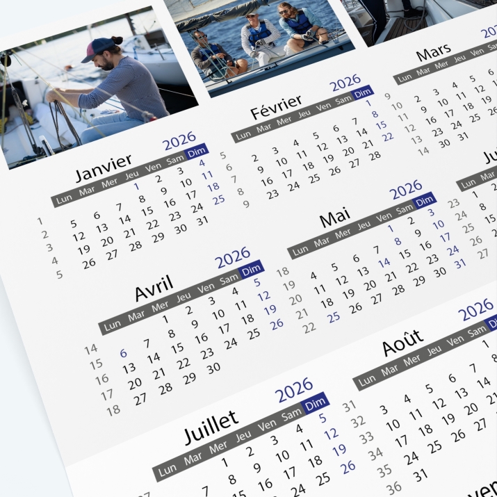 Carte calendrier photo - Grille calendaire 100% personnalisable