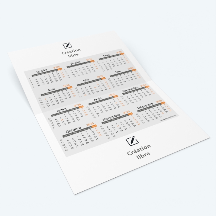 Carte calendrier photo - Intérieur personnalisable avec calendrier