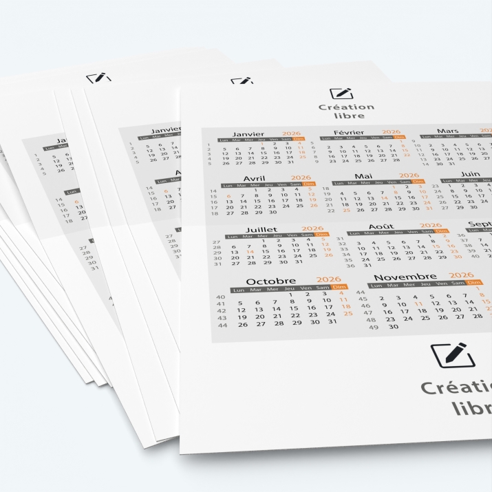 Carte calendrier photo - Minimum de commande : 25 exemplaires