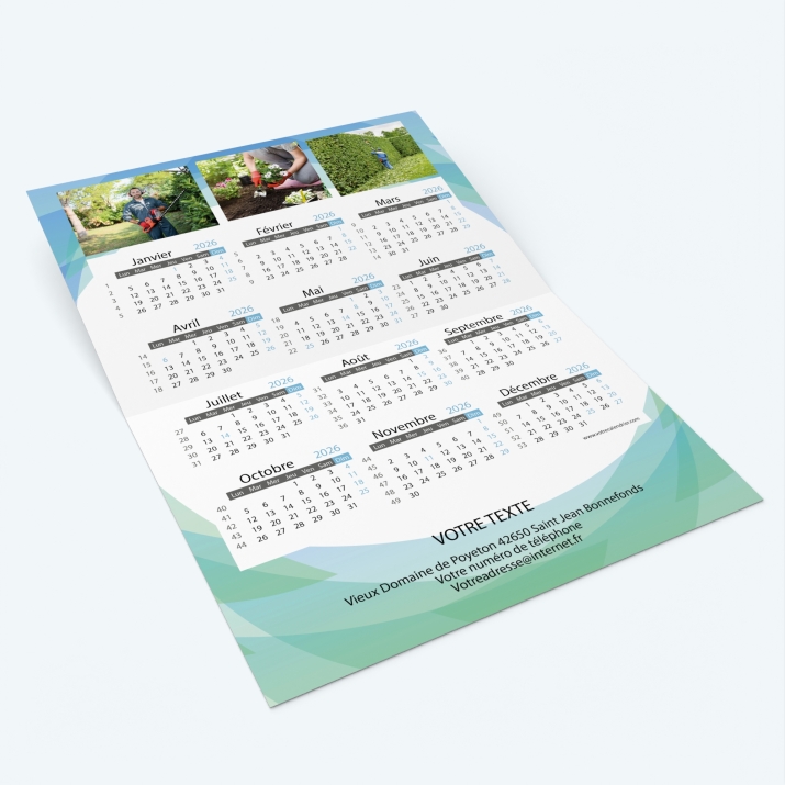 Carte calendrier photo - Intérieur personnalisable avec calendrier