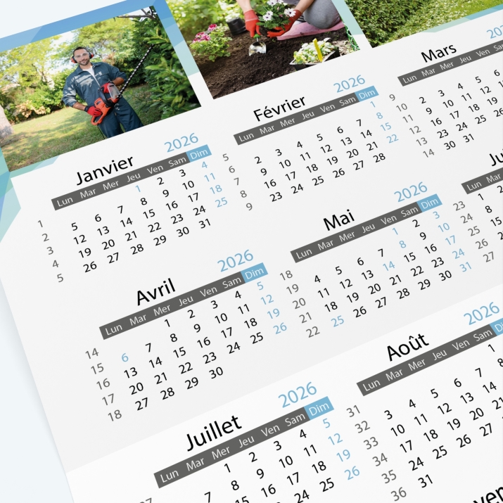 Carte calendrier photo - Grille calendaire 100% personnalisable