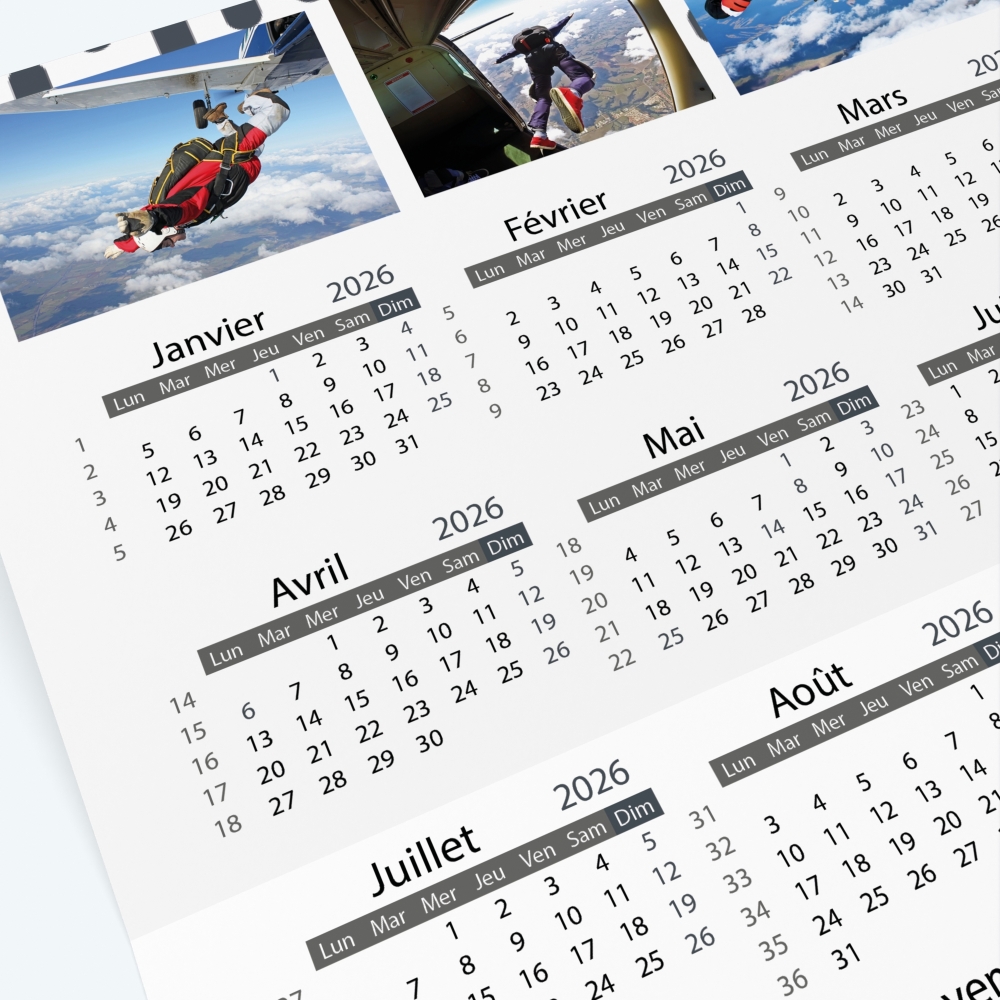 Carte calendrier photo - Grille calendaire 100% personnalisable