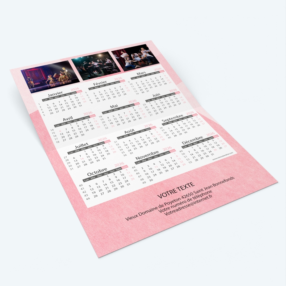 Carte calendrier photo - Intérieur personnalisable avec calendrier