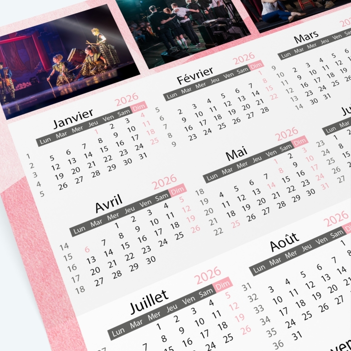 Carte calendrier photo - Grille calendaire 100% personnalisable