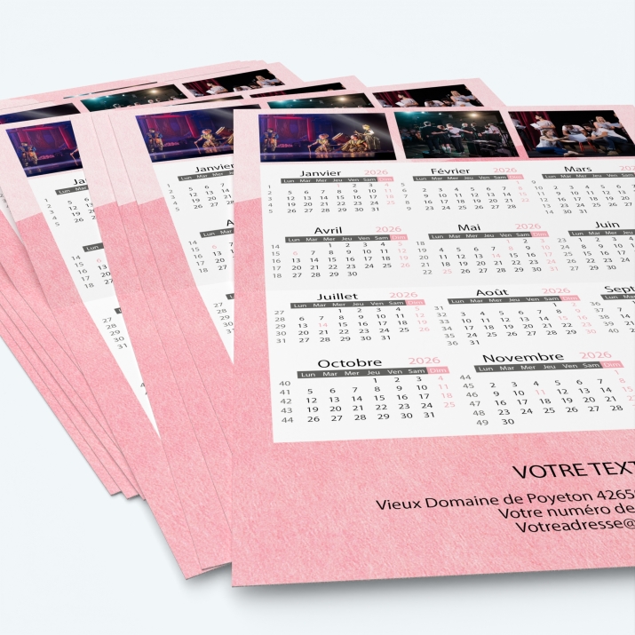 Carte calendrier photo - Minimum de commande : 25 exemplaires