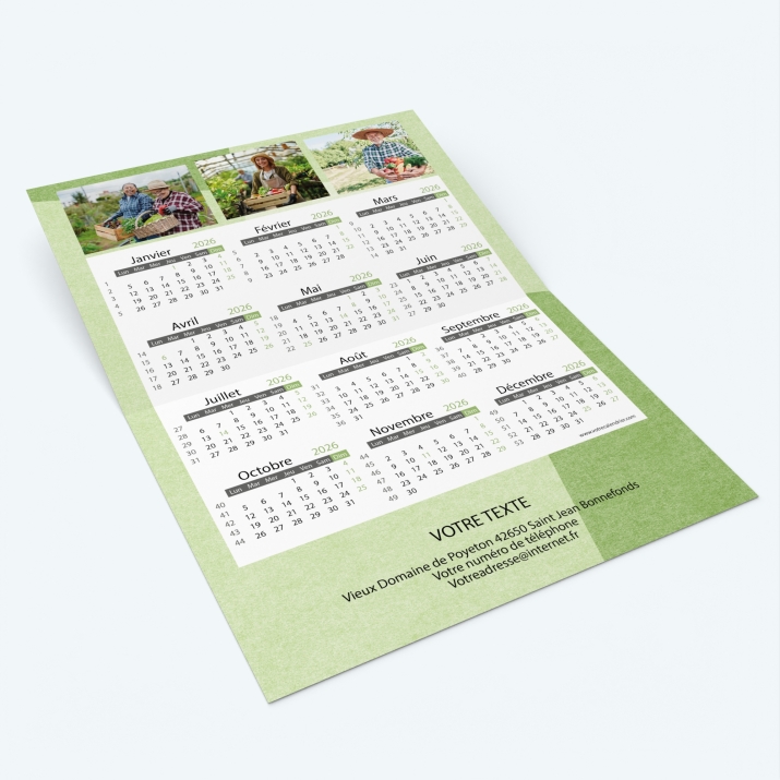 Carte calendrier photo - Intérieur personnalisable avec calendrier