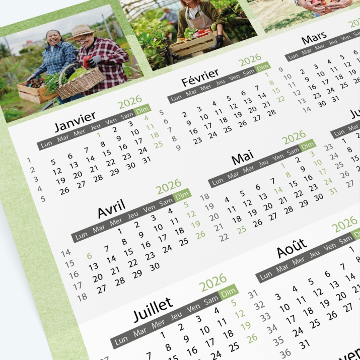 Carte calendrier photo - Grille calendaire 100% personnalisable