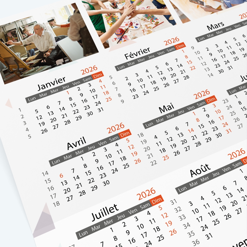 Carte calendrier photo - Grille calendaire 100% personnalisable