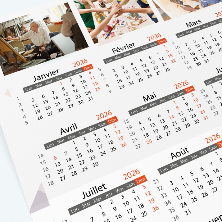 Carte calendrier photo - Grille calendaire 100% personnalisable