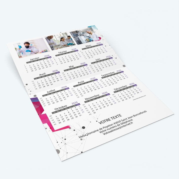 Carte calendrier photo - Intérieur personnalisable avec calendrier