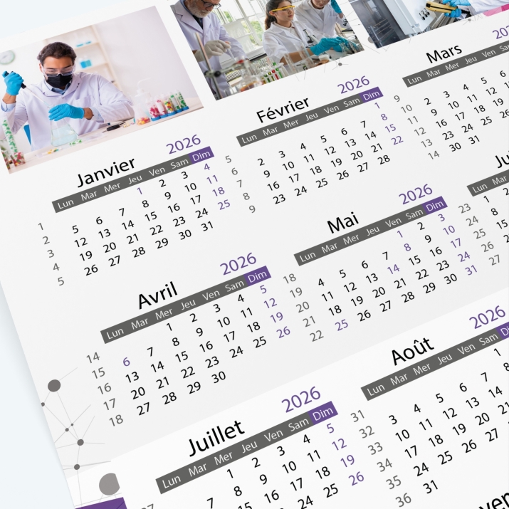 Carte calendrier photo - Grille calendaire 100% personnalisable