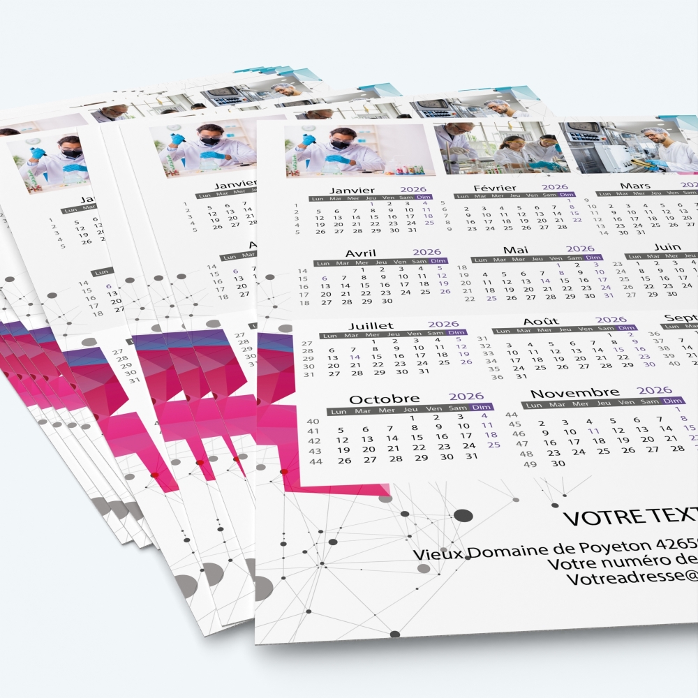 Carte calendrier photo - Minimum de commande : 25 exemplaires