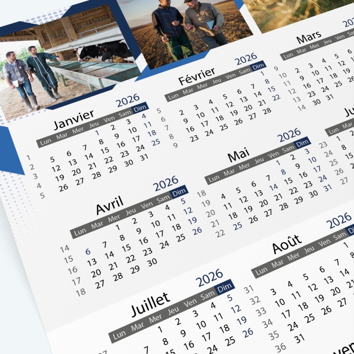 Carte calendrier photo - Grille calendaire 100% personnalisable