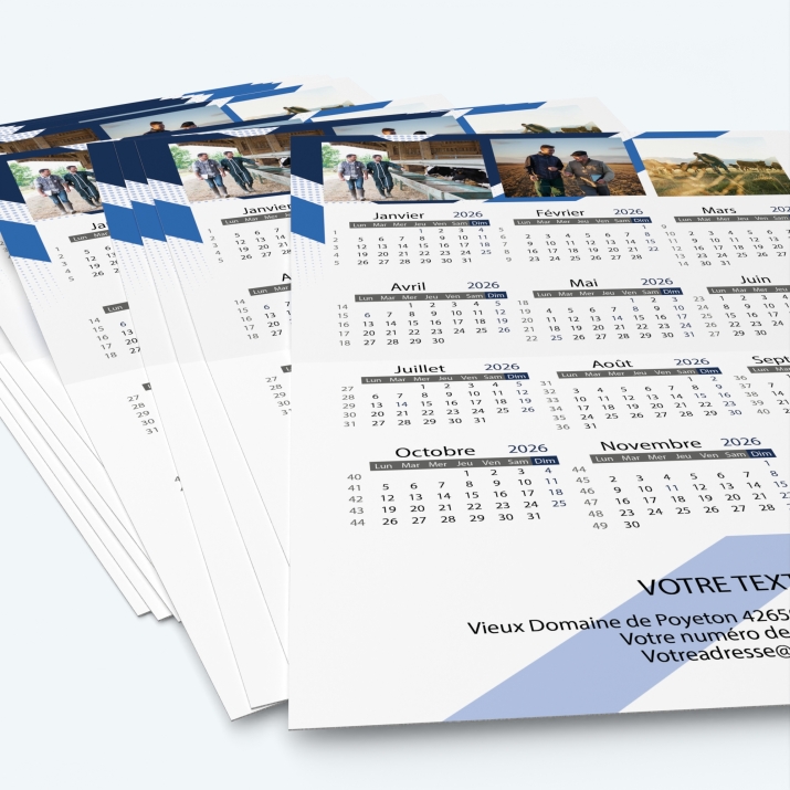 Carte calendrier photo - Minimum de commande : 25 exemplaires