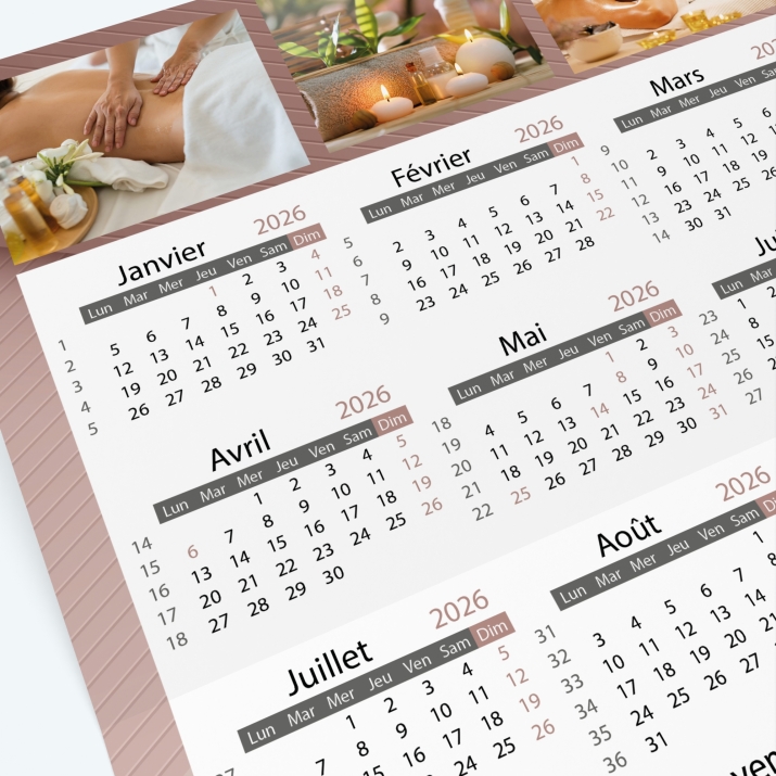 Carte calendrier photo - Grille calendaire 100% personnalisable