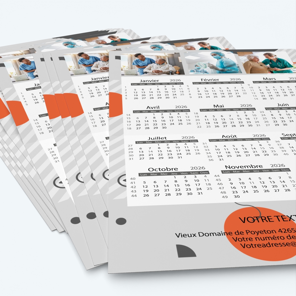 Carte calendrier photo - Minimum de commande : 25 exemplaires