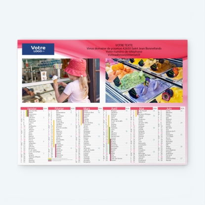 Calendrier bancaire carton Grille en Colonnes