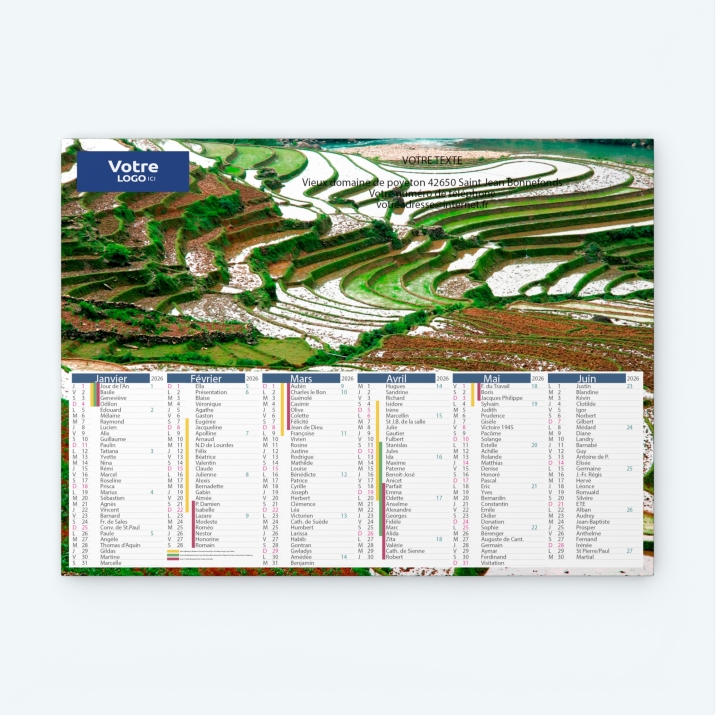 Calendrier bancaire carton Grille en Colonnes