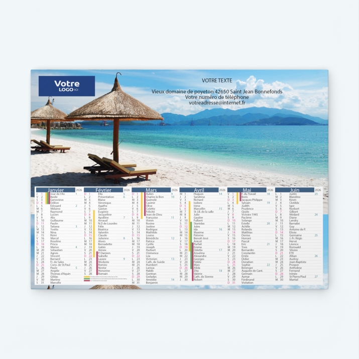 Calendrier bancaire carton Grille en Colonnes