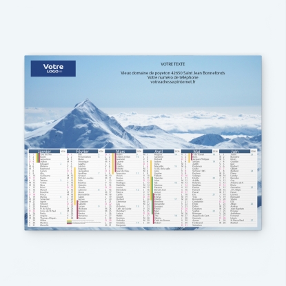 Calendrier bancaire carton Grille en Colonnes