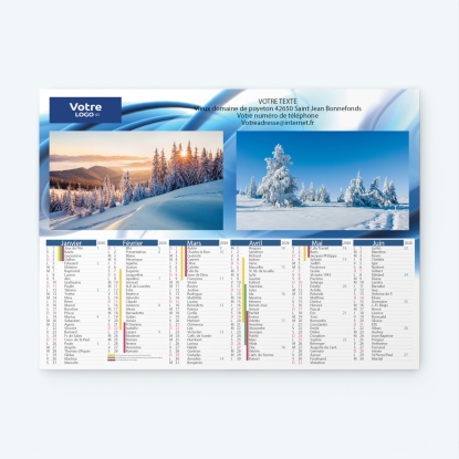 Calendrier bancaire carton Grille en Colonnes