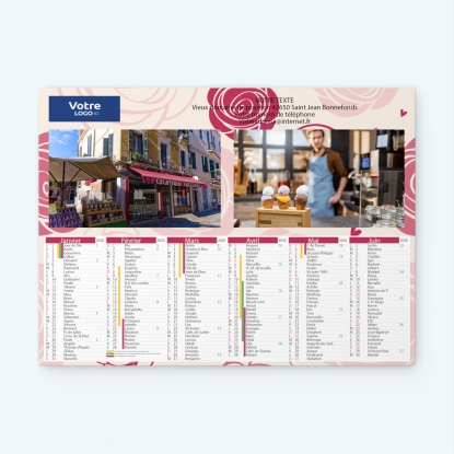 Calendrier bancaire carton Grille en Colonnes