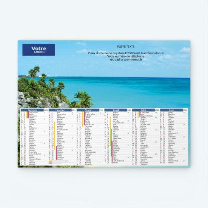 Calendrier bancaire carton Grille en Colonnes