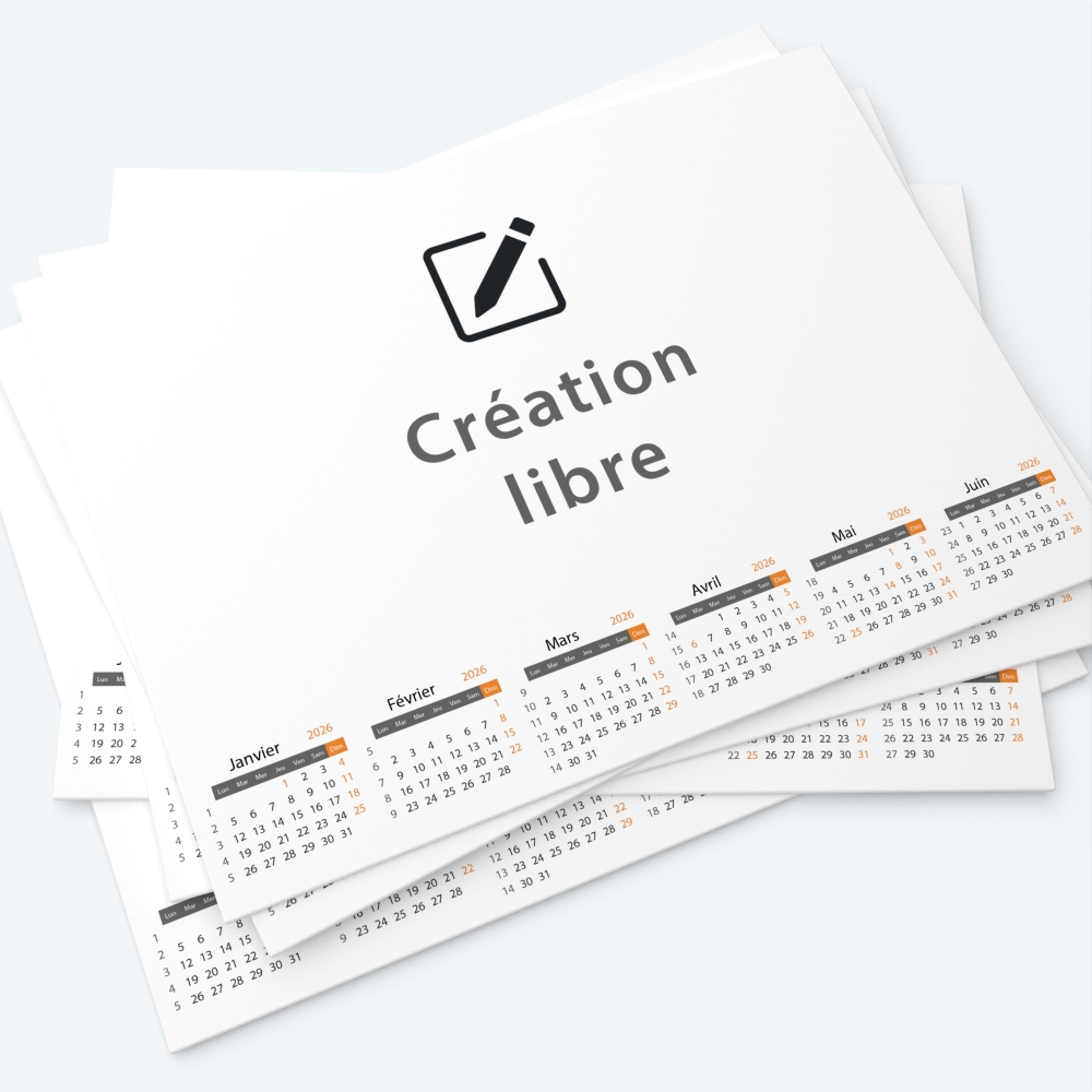 Calendrier bancaire carton Grille en Carrés - Calendrier entièrement personnalisable en recto/verso