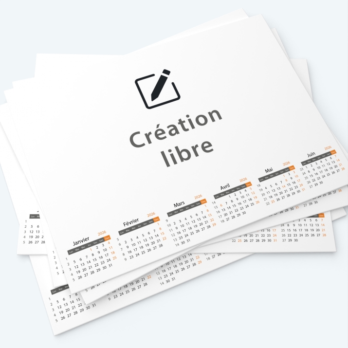 Calendrier bancaire carton Grille en Carrés - Calendrier entièrement personnalisable en recto/verso