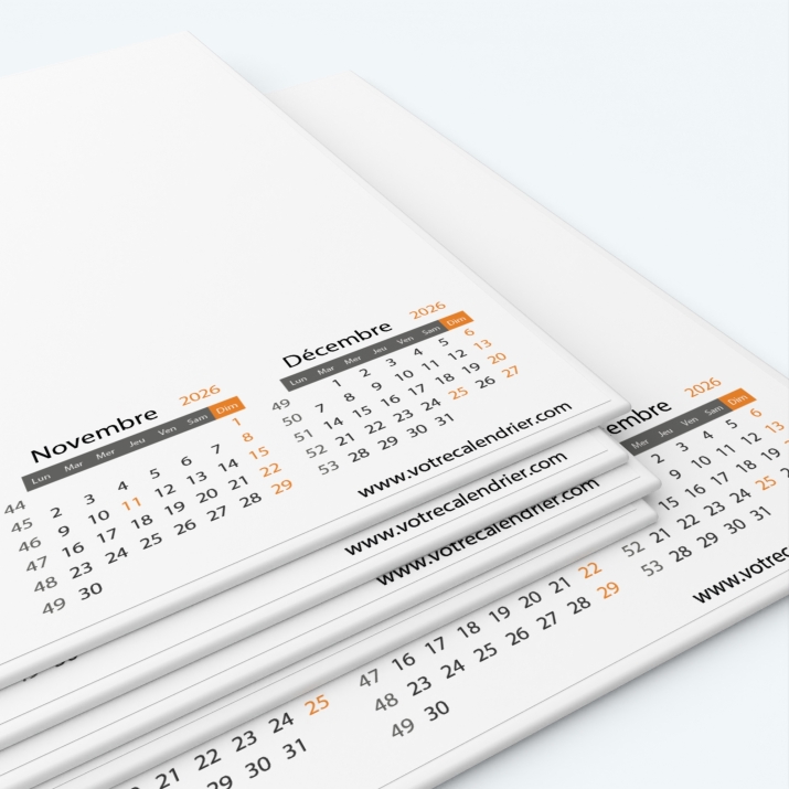 Calendrier bancaire carton Grille en Carrés