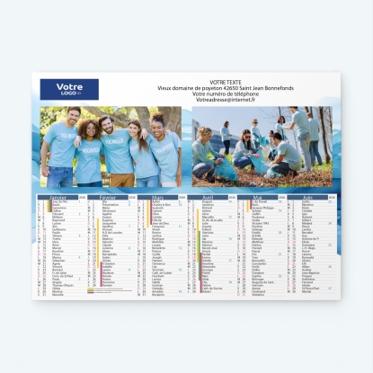 Calendrier bancaire carton Grille en Colonnes