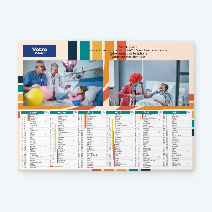 Calendrier bancaire carton Grille en Colonnes