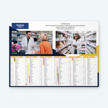 Calendrier bancaire carton Grille en Colonnes