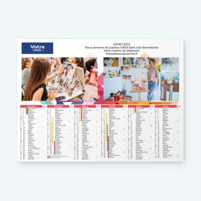 Calendrier bancaire carton Grille en Colonnes