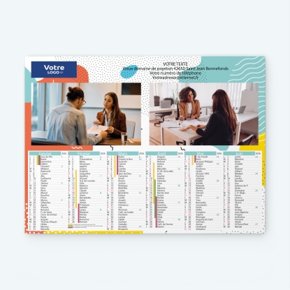 Calendrier bancaire carton Grille en Colonnes