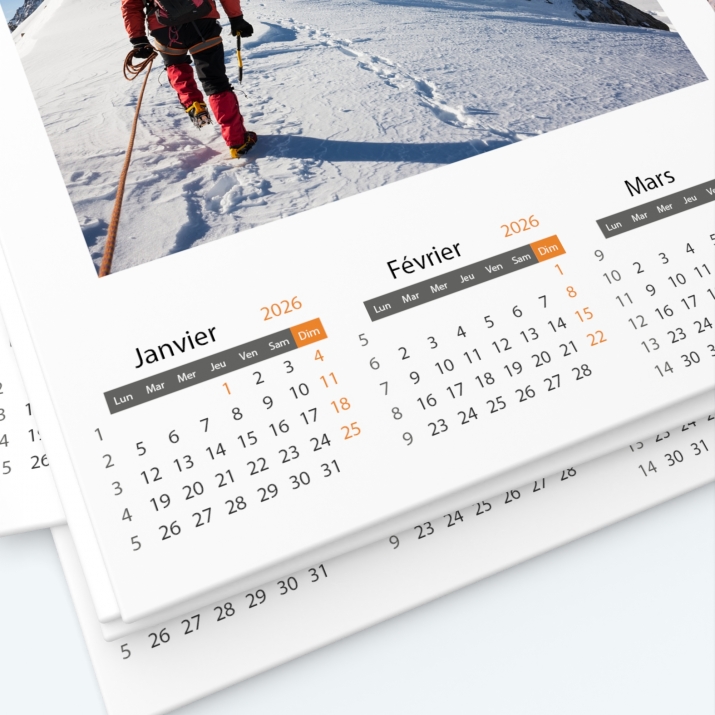 Calendrier bancaire carton Grille en Carrés - Grille calendaire simplifiée personnalisable