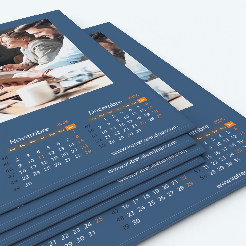 Calendrier bancaire carton Grille en Carrés