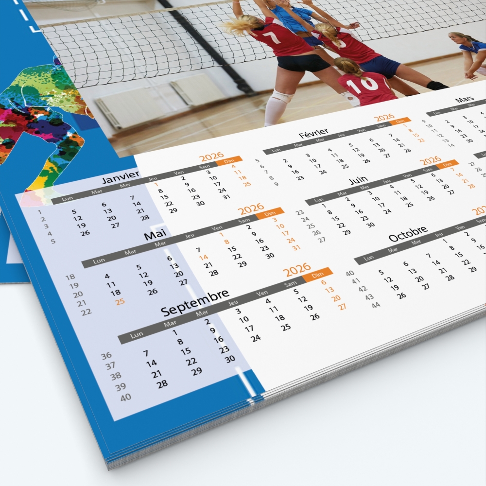 Calendrier photo Maillot de Volley - Grille calendaire personnalisable