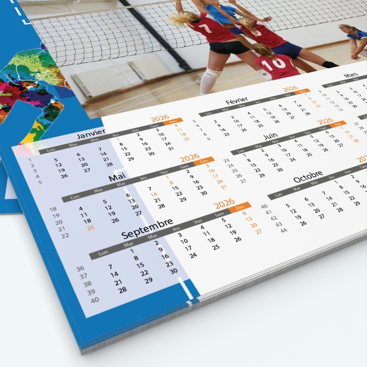 Calendrier photo Maillot de Volley - Grille calendaire personnalisable
