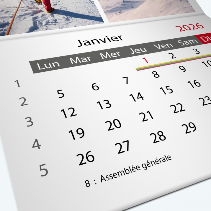 Calendrier agrafé Classic - Grille calendaire personnalisable