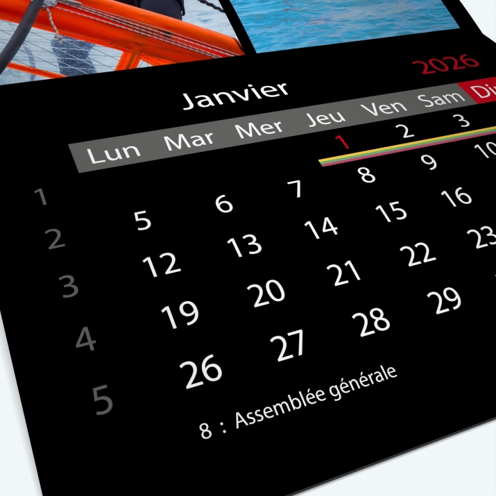Calendrier agrafé Classic - Grille calendaire personnalisable