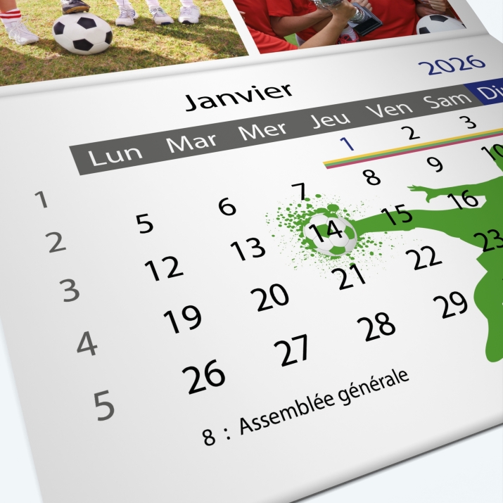 Calendrier agrafé Classic - Grille calendaire personnalisable