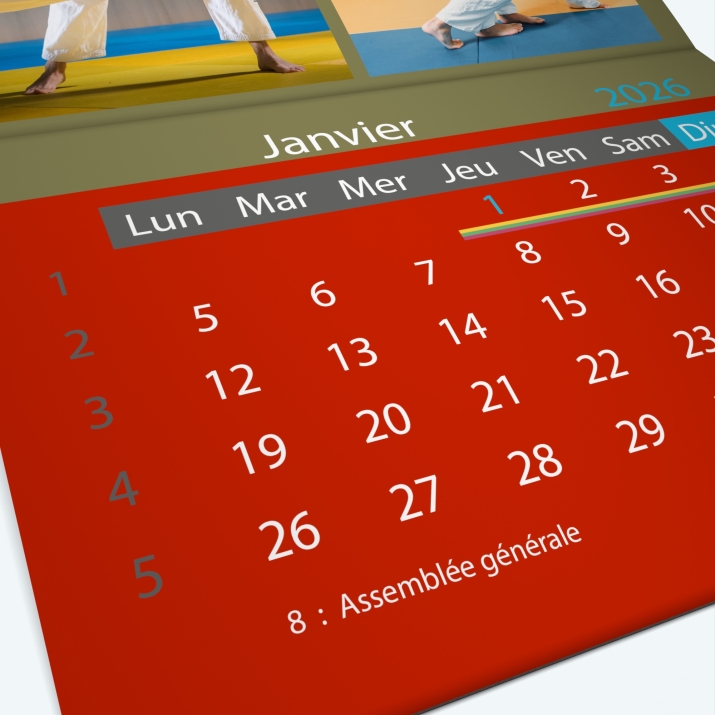 Calendrier agrafé Classic - Grille calendaire personnalisable