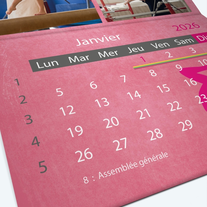 Calendrier agrafé Classic - Grille calendaire personnalisable