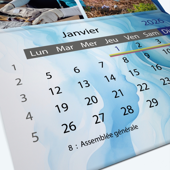 Calendrier agrafé Classic - Grille calendaire personnalisable