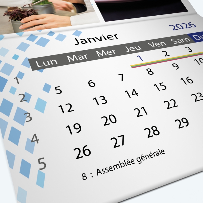 Calendrier agrafé Classic - Grille calendaire personnalisable