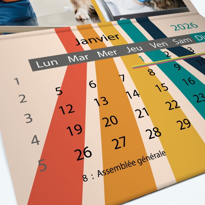 Calendrier agrafé Classic - Grille calendaire personnalisable