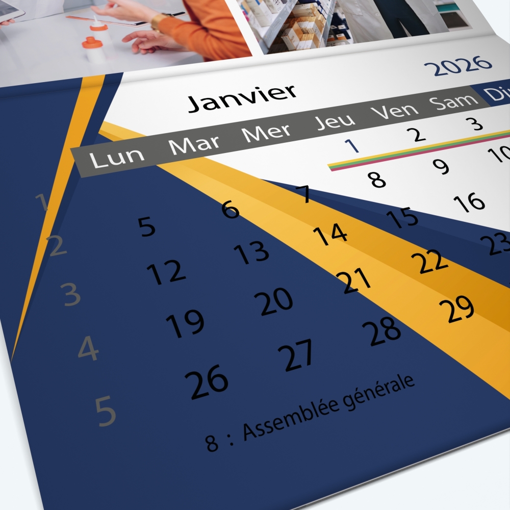 Calendrier agrafé Classic - Grille calendaire personnalisable